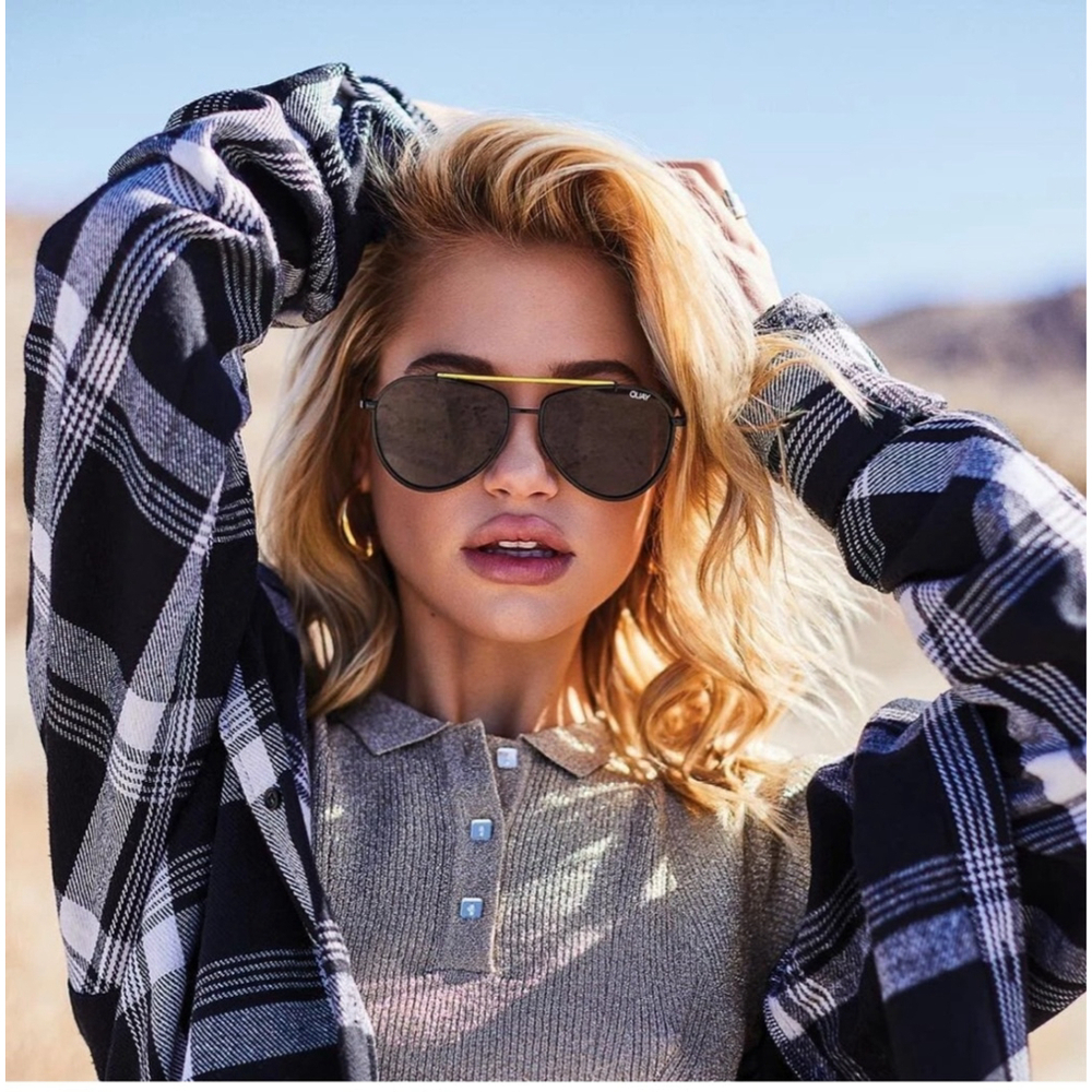 RARE Authentic QUAY Australia Dirty Habit Sunglasses | Black Yellow Frame